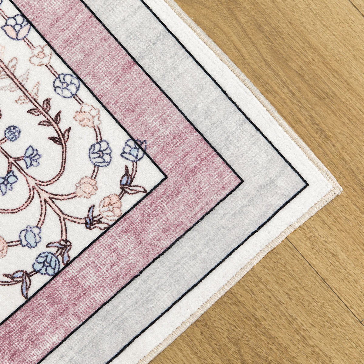 Sherry Vine Washable Rug - Dusty Rose & Ivory
