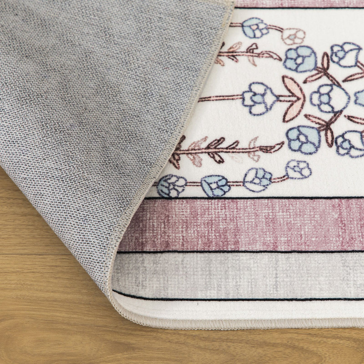 Sherry Vine Washable Rug - Dusty Rose & Ivory