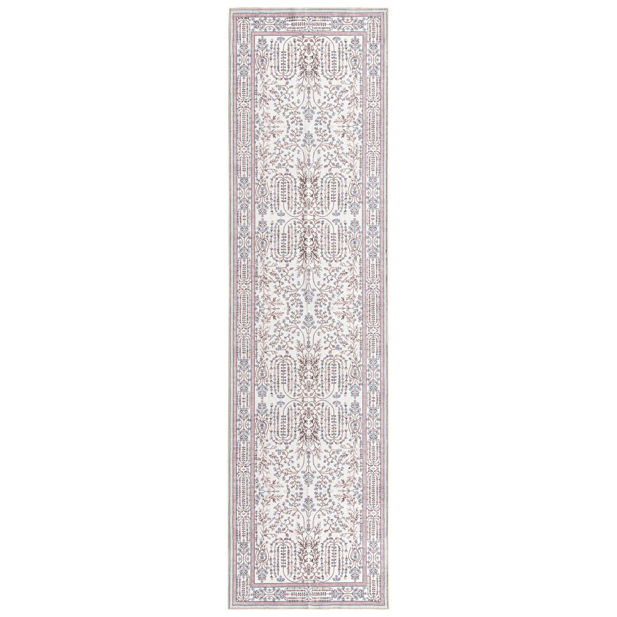 Sherry Vine Washable Rug - Dusty Rose & Ivory