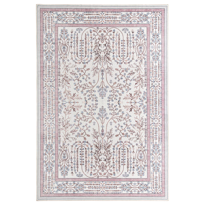 Sherry Vine Washable Rug - Dusty Rose & Ivory