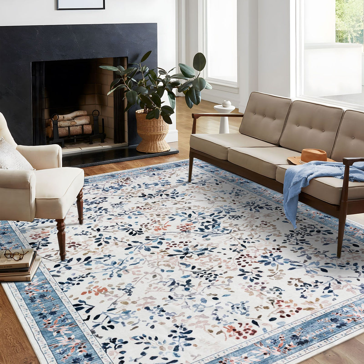 Sherry Vine Washable Rug - Multi & Ivory