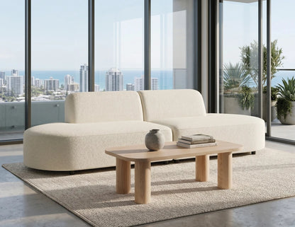 Atticus Modular Sofa - Config L Curved Open Ends - Ivory Cream
