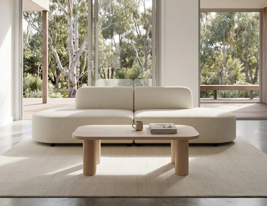 Atticus Modular Sofa - Config L Curved Open Ends - Ivory Cream