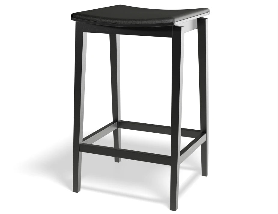 Stockholm Kitchen Stool - Black Stain - Black Pad - by TON