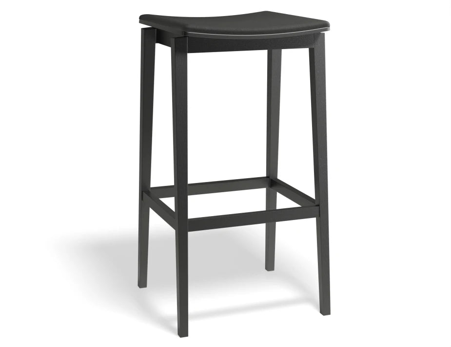 Stockholm Kitchen Stool - Black Stain - Black Pad - by TON