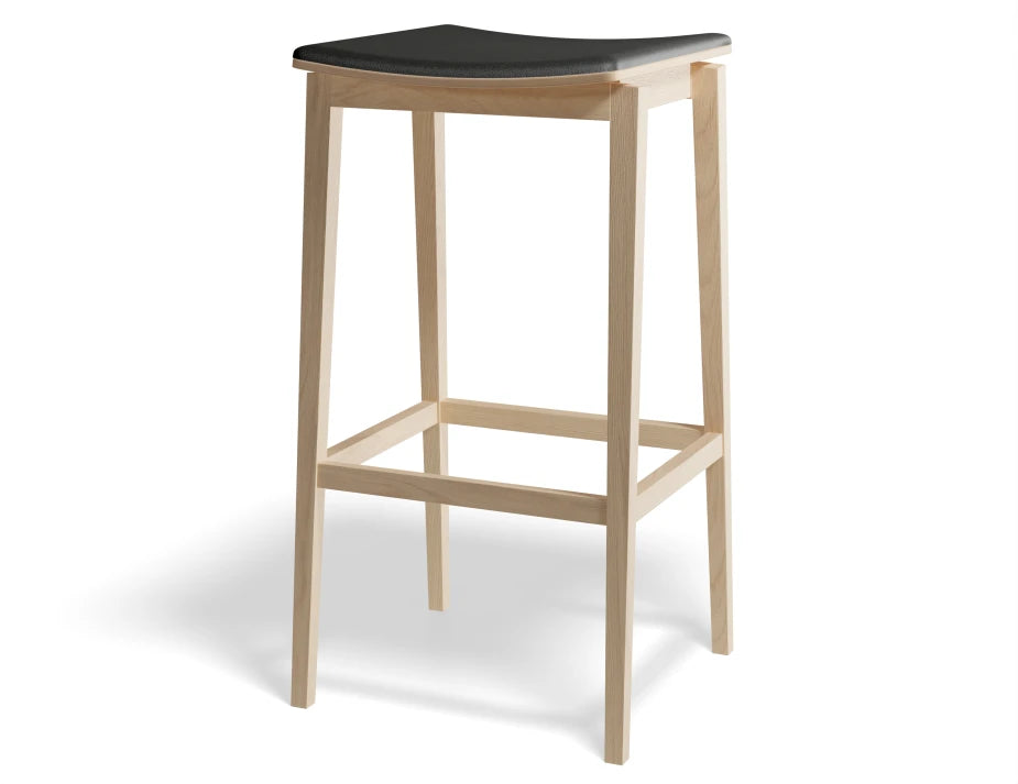 Stockholm Kitchen Stool - Natural Oak - Black Pad - by TON