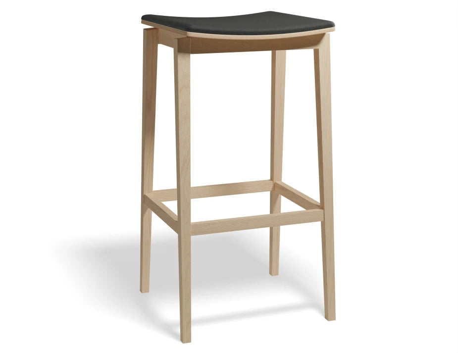 Stockholm Kitchen Stool - Natural Oak - Black Pad - by TON