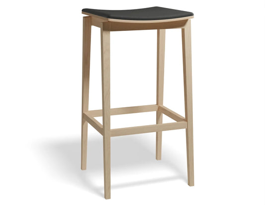 Stockholm Kitchen Stool - Natural Oak - Black Pad - by TON