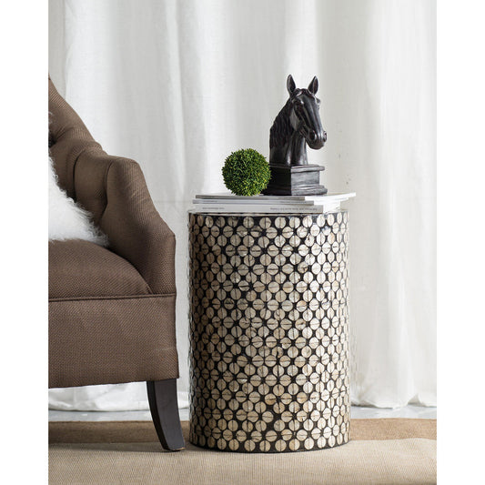 Sunniva Shell Disc Round Stool Side Table 35cm