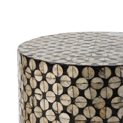 Sunniva Shell Disc Round Stool Side Table 35cm