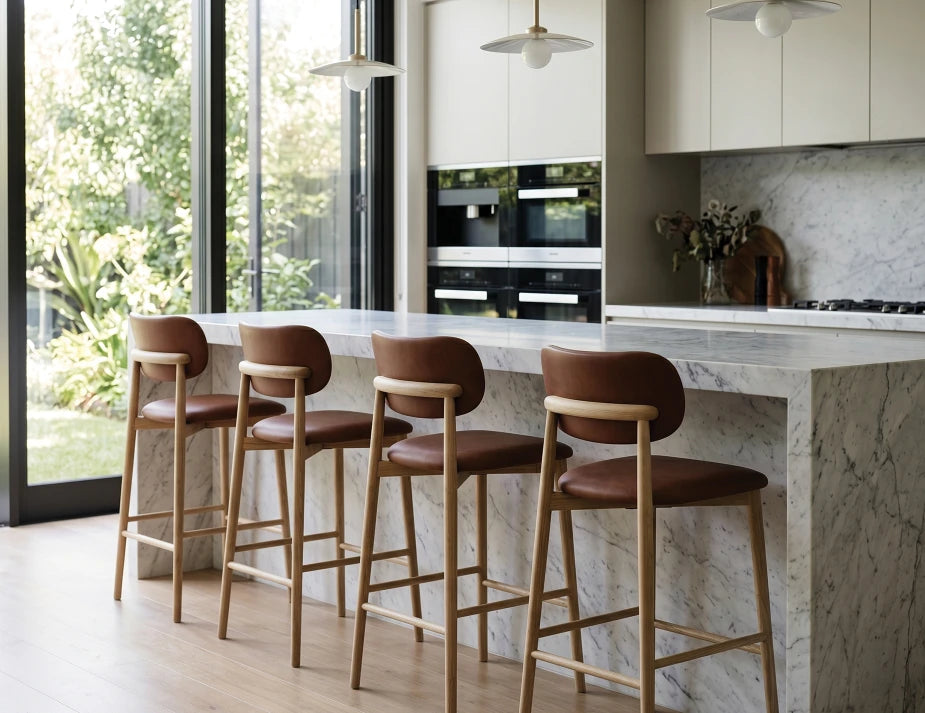 Oskar Bar Stool - Natural - Retro Brandy PU