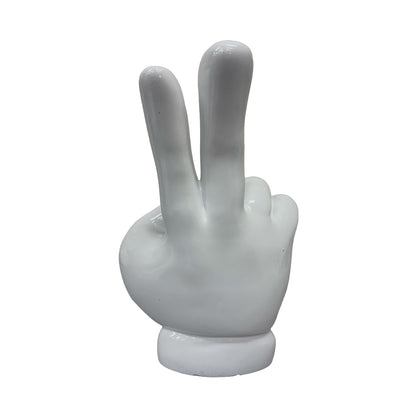Urban Attitude Peace Out Hand Statue - Glossy White