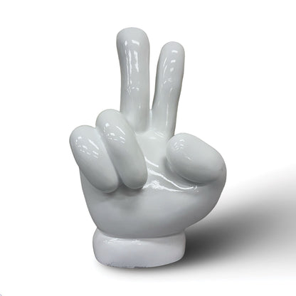 Urban Attitude Peace Out Hand Statue - Glossy White