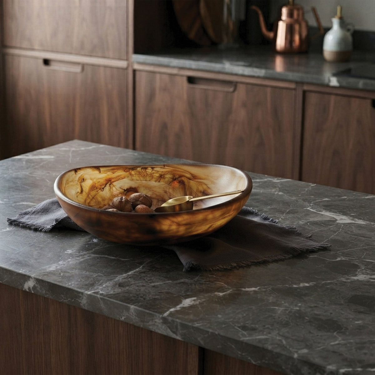 Urban Attitude JADE Medium Bowl Height 8cm highest, 5cm lowest, Width 27cm, Length 28cm - Dark Cocoa