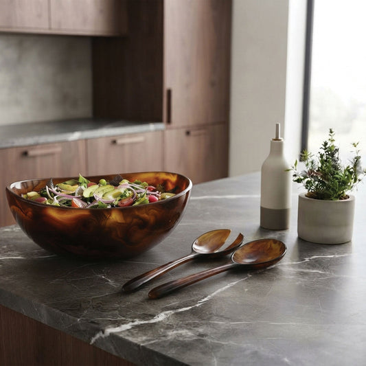 Urban Attitude LILA Large Paired Servers Length 30cm, Width 7.5cm (Spoon) - Dark Cocoa