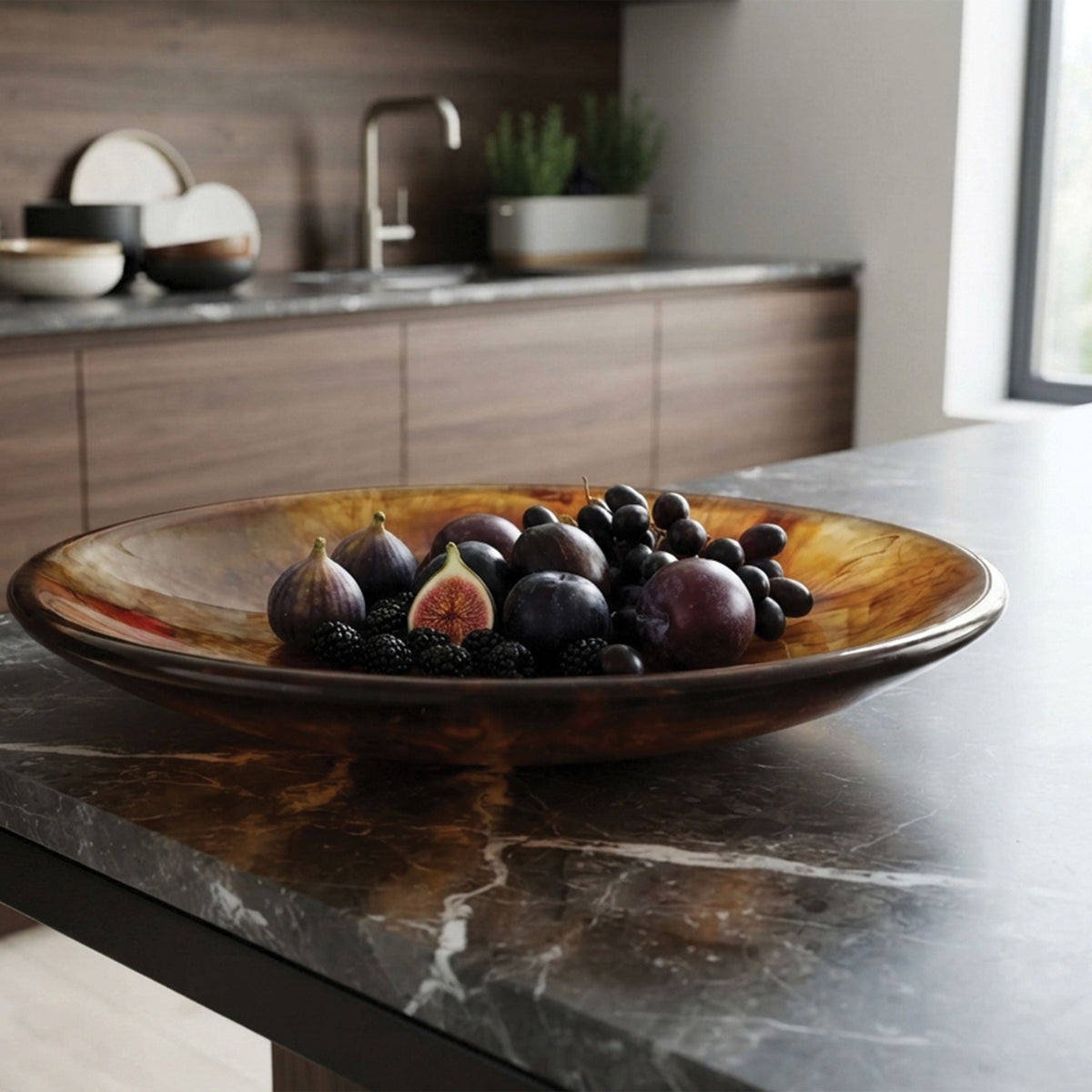 Urban Attitude SHAY Extra Large Bowl Height 6cm lowest 12cm highest by Width 52.5cm x 60cm - Dark Cocoa