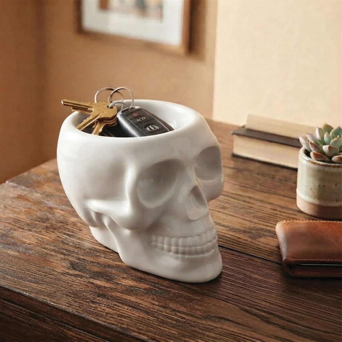 Urban Attitude Skull Statue - Matte White