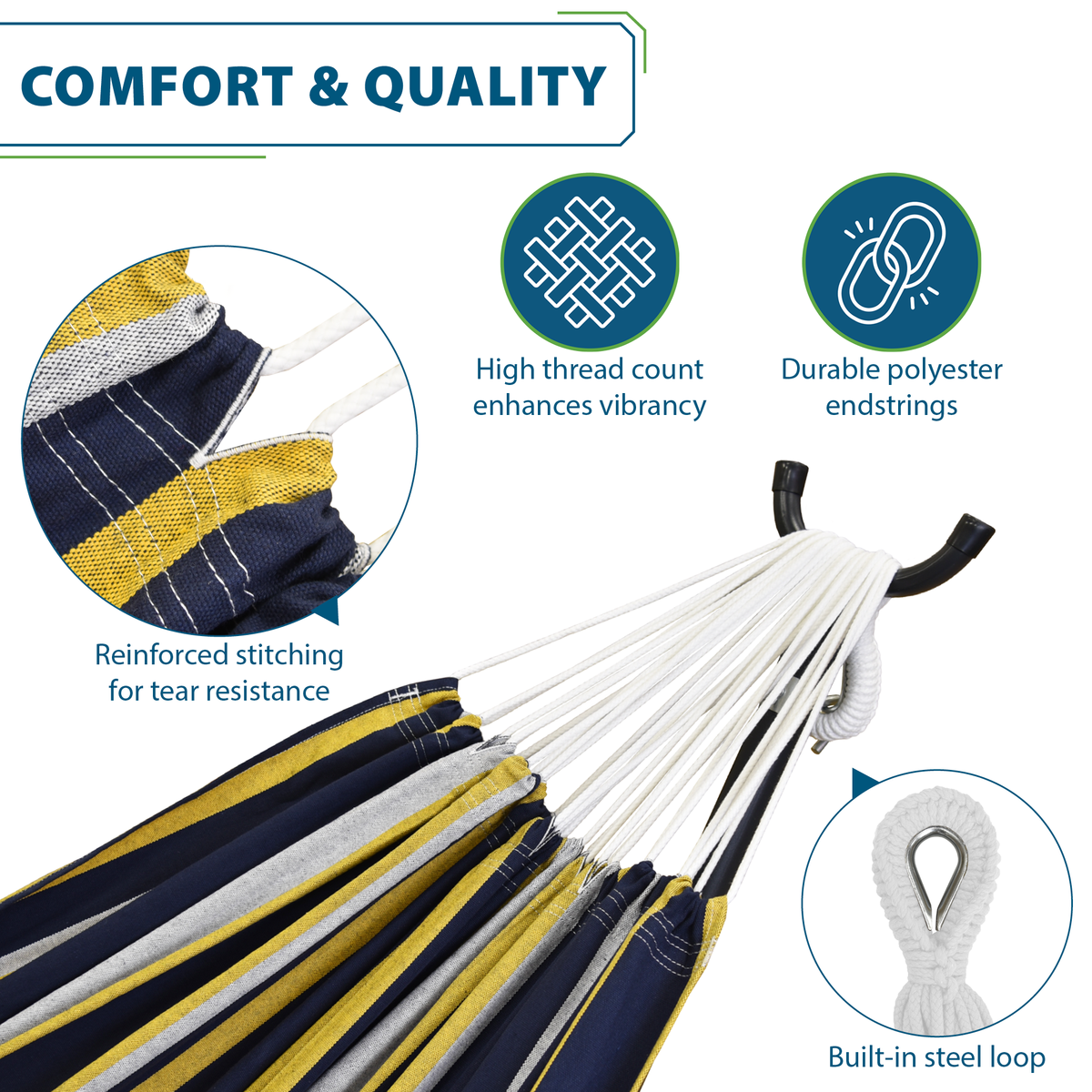 Vivere Brazilian Style Cotton Hammock - Serenity