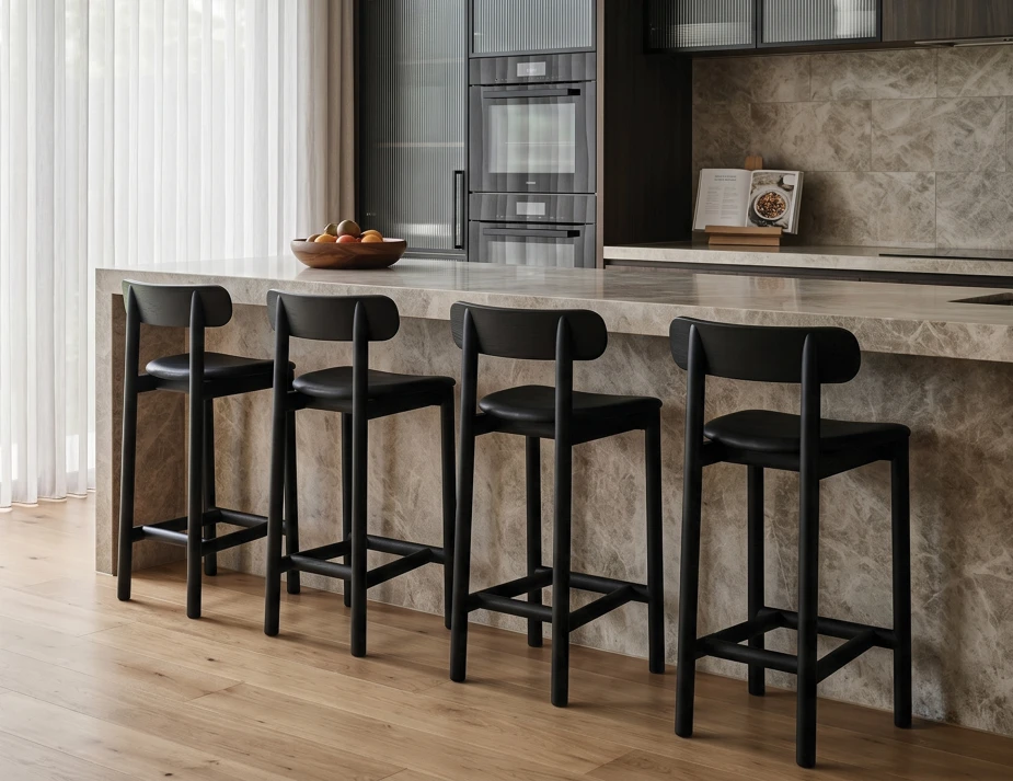 Zara Stool - Black - Upholstered