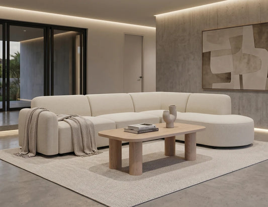 Atticus Modular Sofa - Config D or E Curved Open End - Ivory Cream