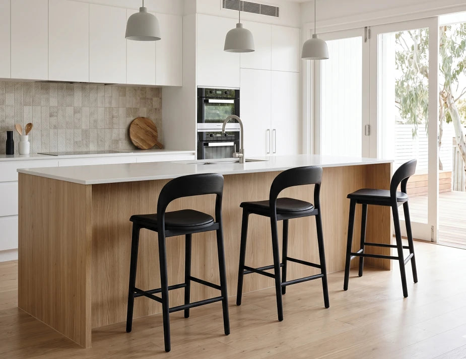 Mia Stool - Black - Upholstered