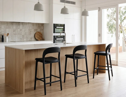 Mia Stool - Black - Upholstered