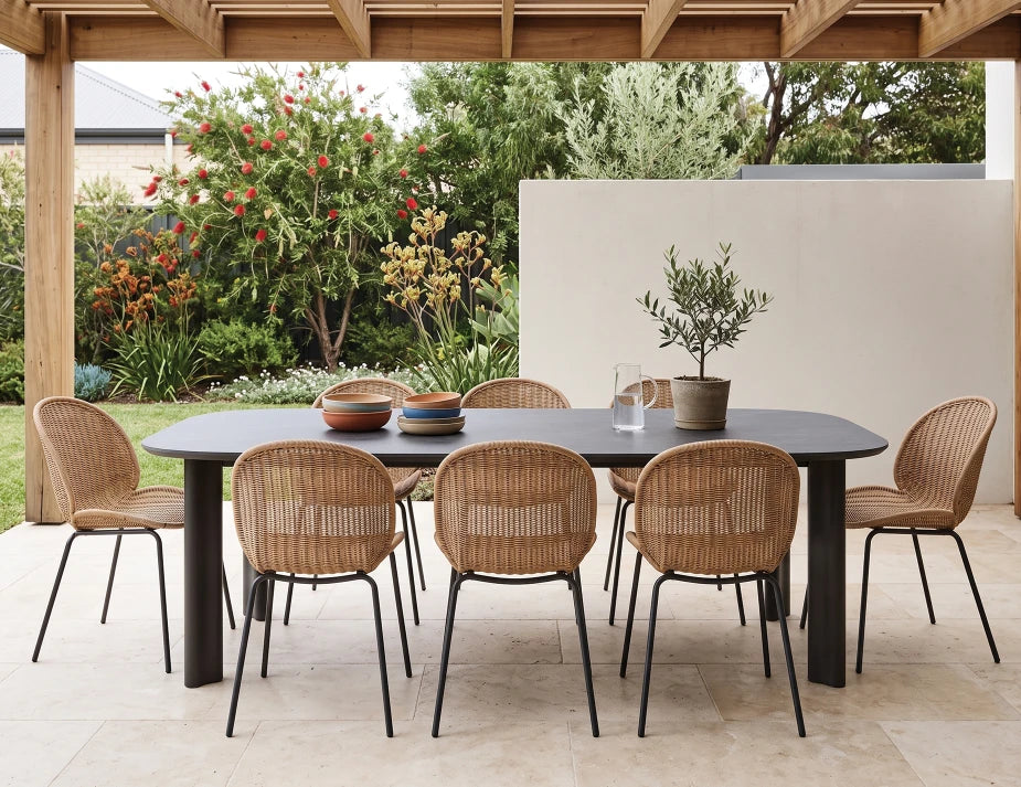 Vela Dining Table 240cm - Outdoor - Charcoal - Basalt Ceramic Top