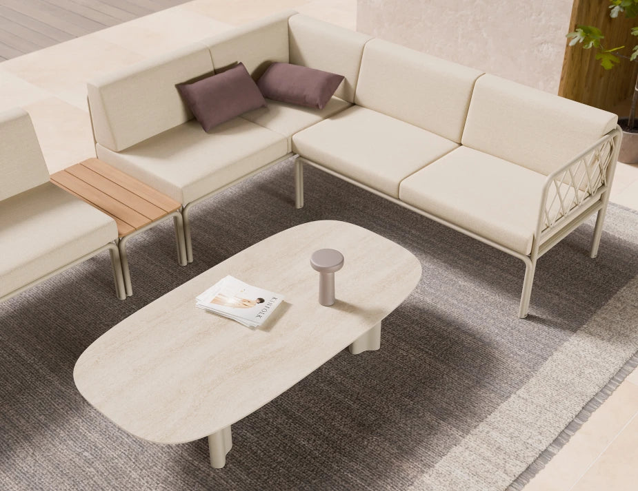 Vela Coffee Table - Outdoor - latte - Dune Ceramic Top
