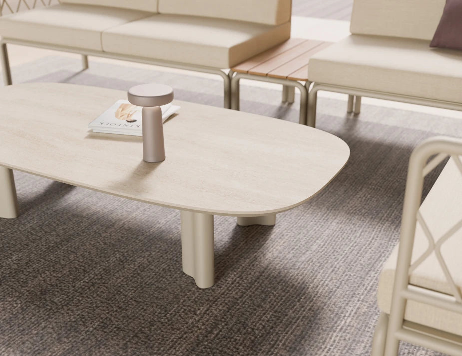 Vela Coffee Table - Outdoor - latte - Dune Ceramic Top