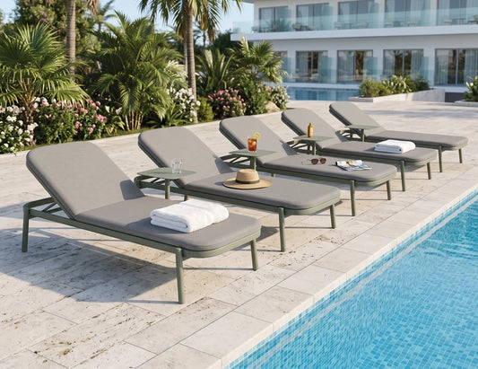 Verano Sun Lounge - Eucalyptus Green - with Side Table
