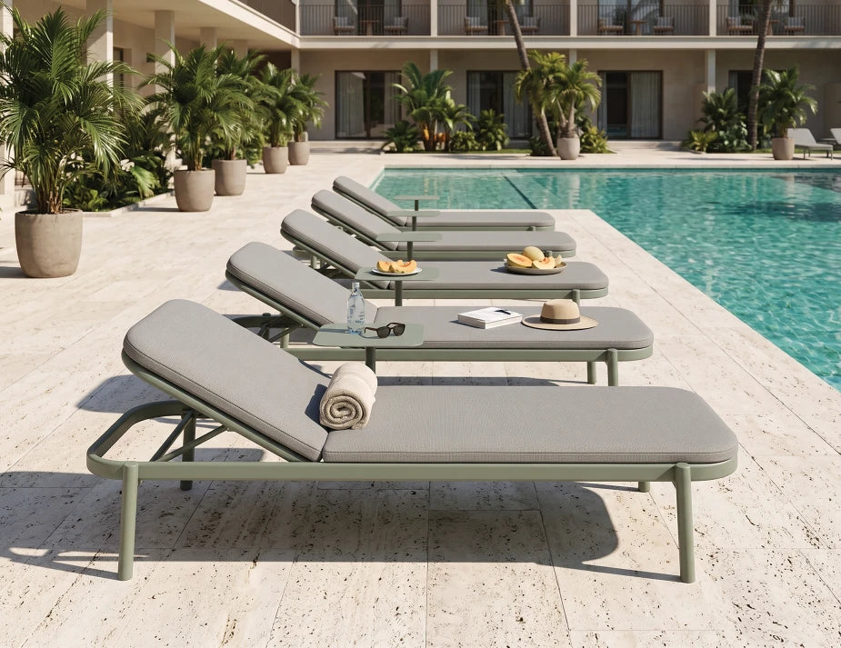 Verano Sun Lounge - Eucalyptus Green - with Side Table