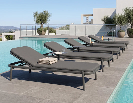 Verano Sun Lounge - Charcoal - with Side Table