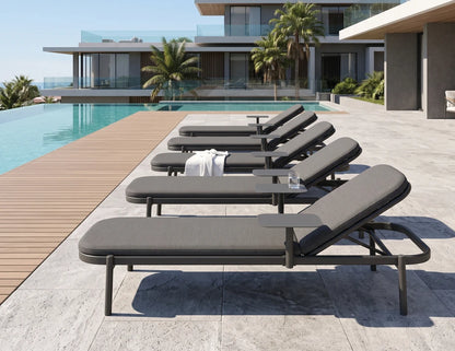 Verano Sun Lounge - Charcoal - with Side Table