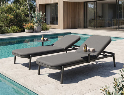 Verano Sun Lounge - Charcoal - with Side Table