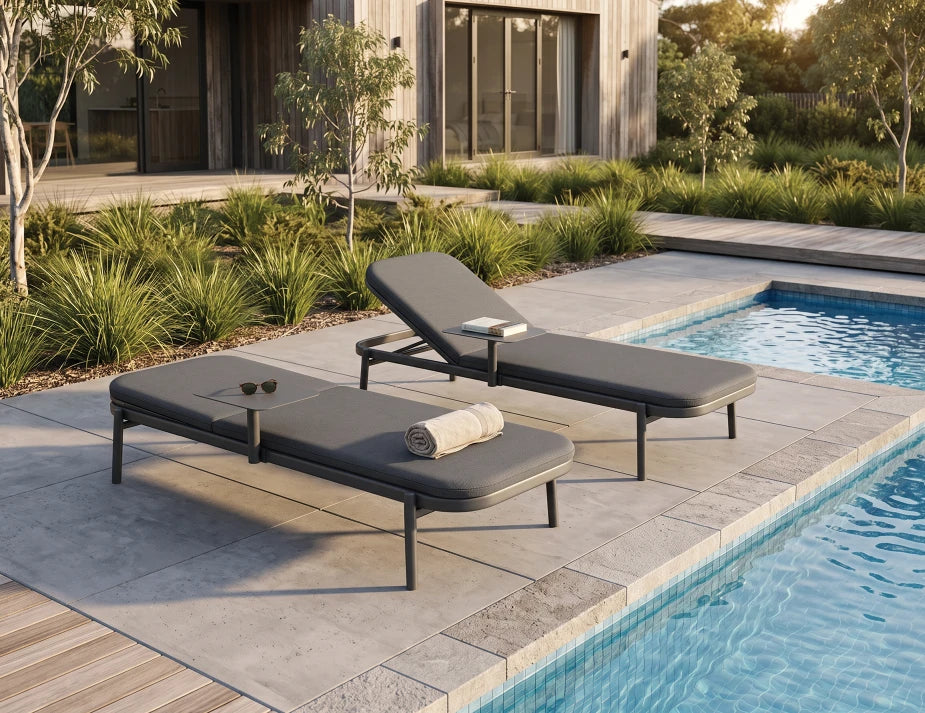 Verano Sun Lounge - Charcoal - with Side Table