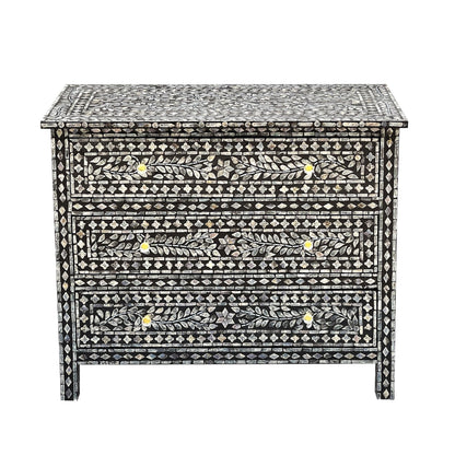 Vesper Monochrome Mother of Pearl Three Drawer Chest 92cm