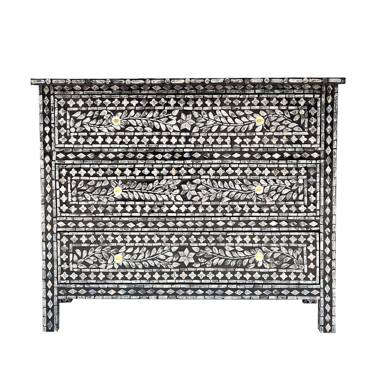 Vesper Monochrome Mother of Pearl Three Drawer Chest 92cm