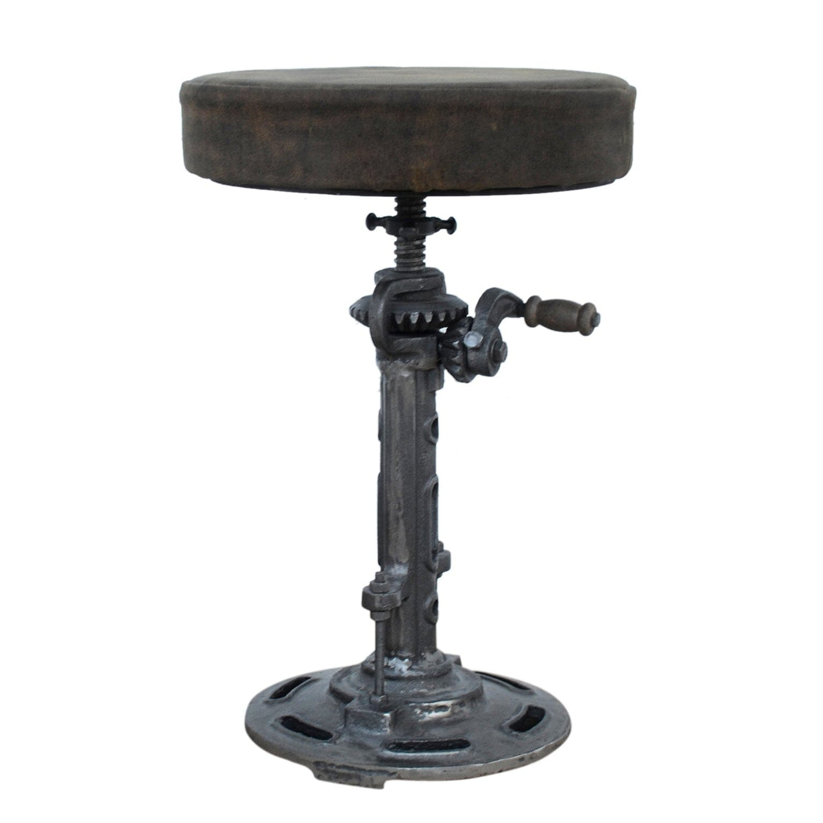 Wexford Cast Iron Wind-Up Leather Stool 51cm
