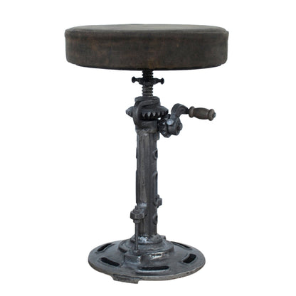 Wexford Cast Iron Wind-Up Leather Stool 51cm