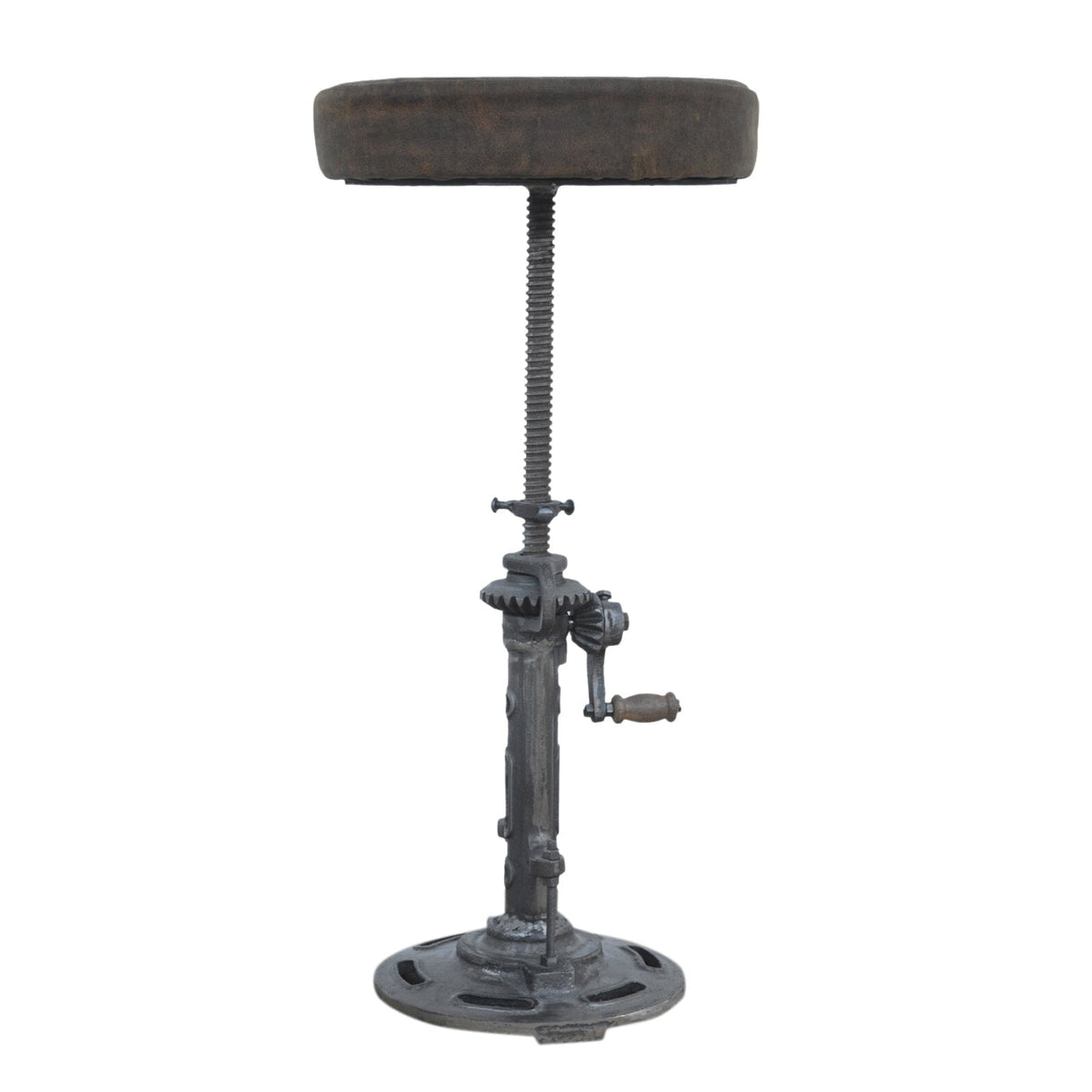 Wexford Cast Iron Wind-Up Leather Stool 51cm