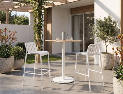 Roku High Bar Teak Table - Outdoor - White