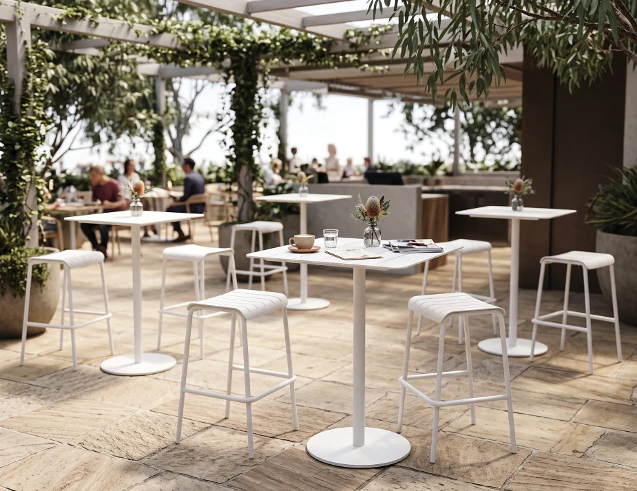 Roku High Bar Table - Outdoor - White