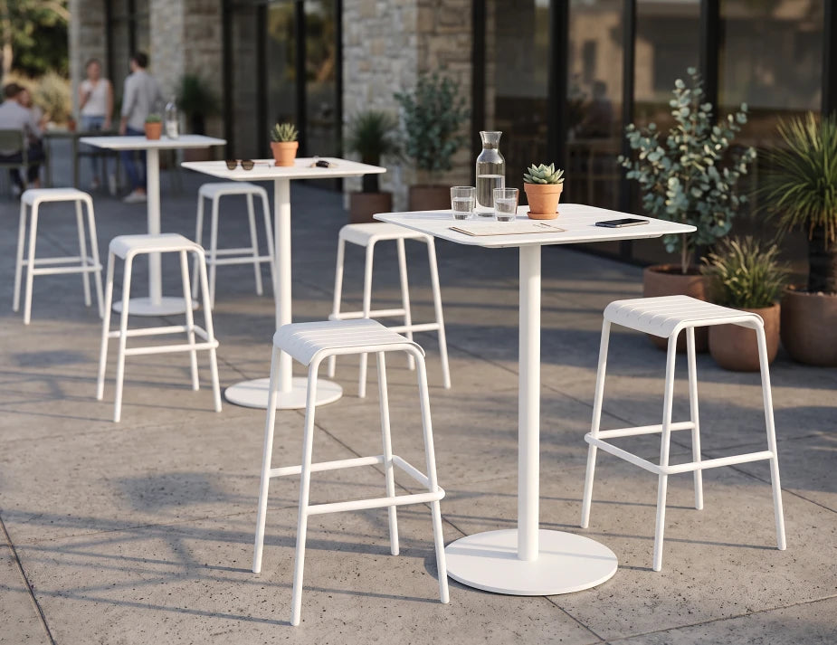 Roku High Bar Table - Outdoor - White