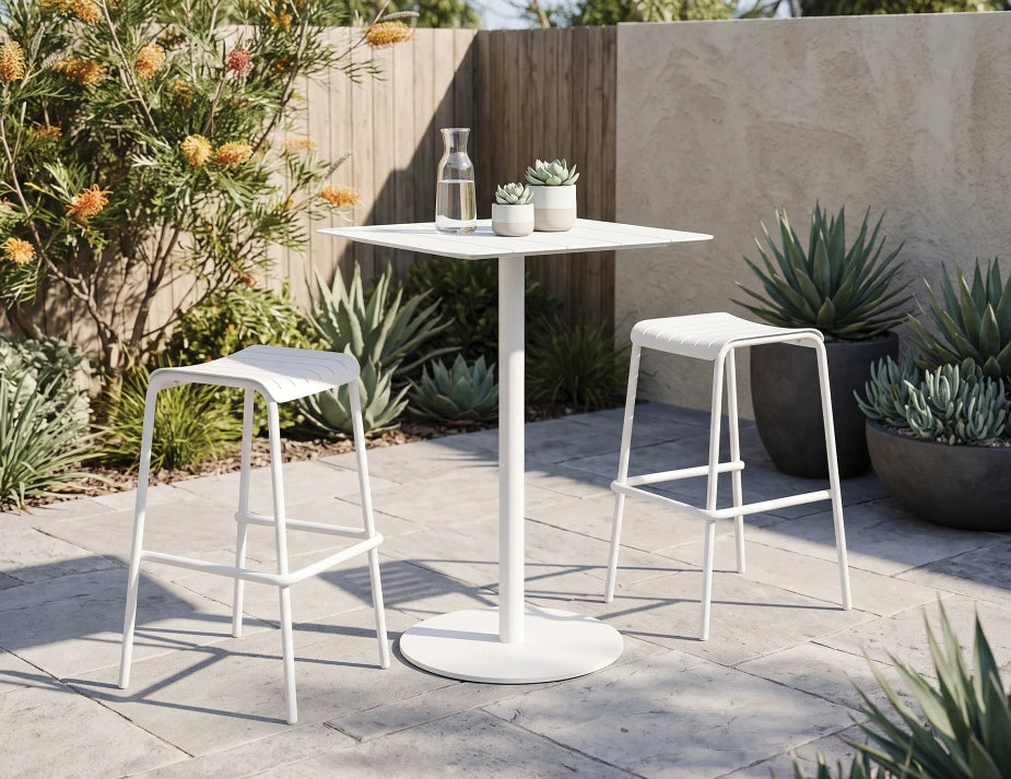Roku High Bar Table - Outdoor - White