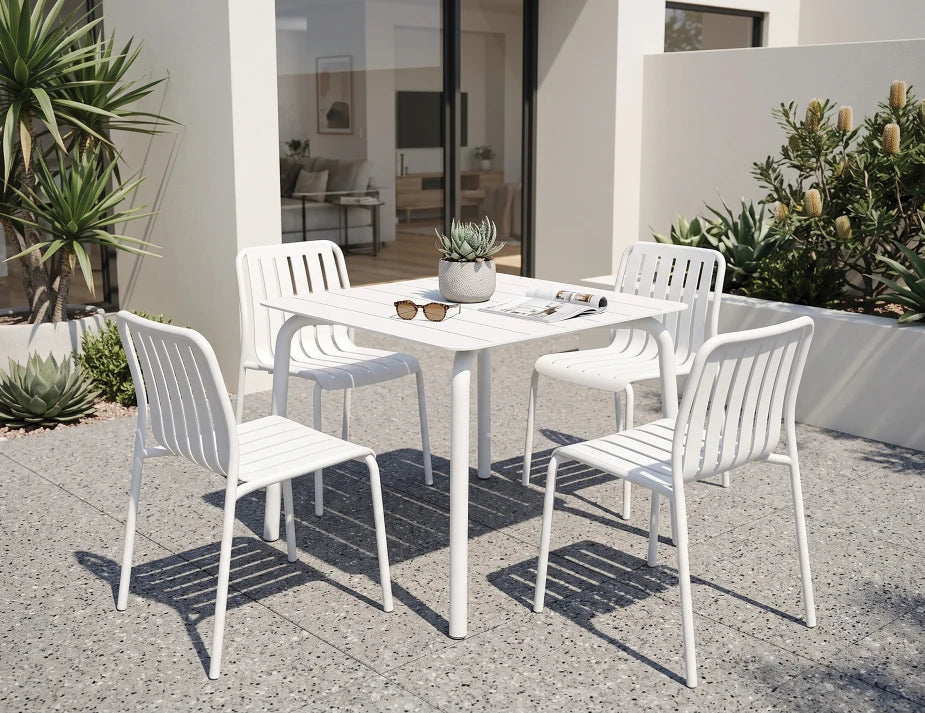 Roku Dining Table 90cm - Outdoor - White