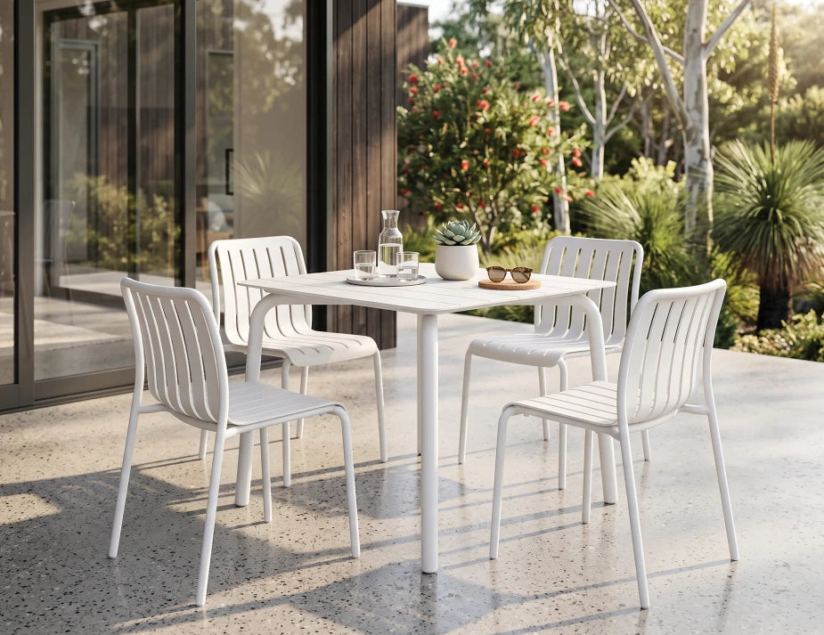 Roku Dining Table 90cm - Outdoor - White