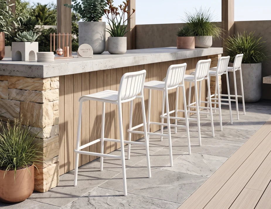 Roku Bar Stool - Outdoor - White