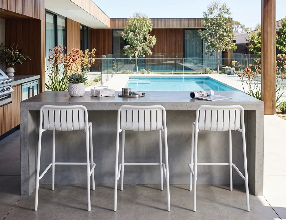 Roku Bar Stool - Outdoor - White
