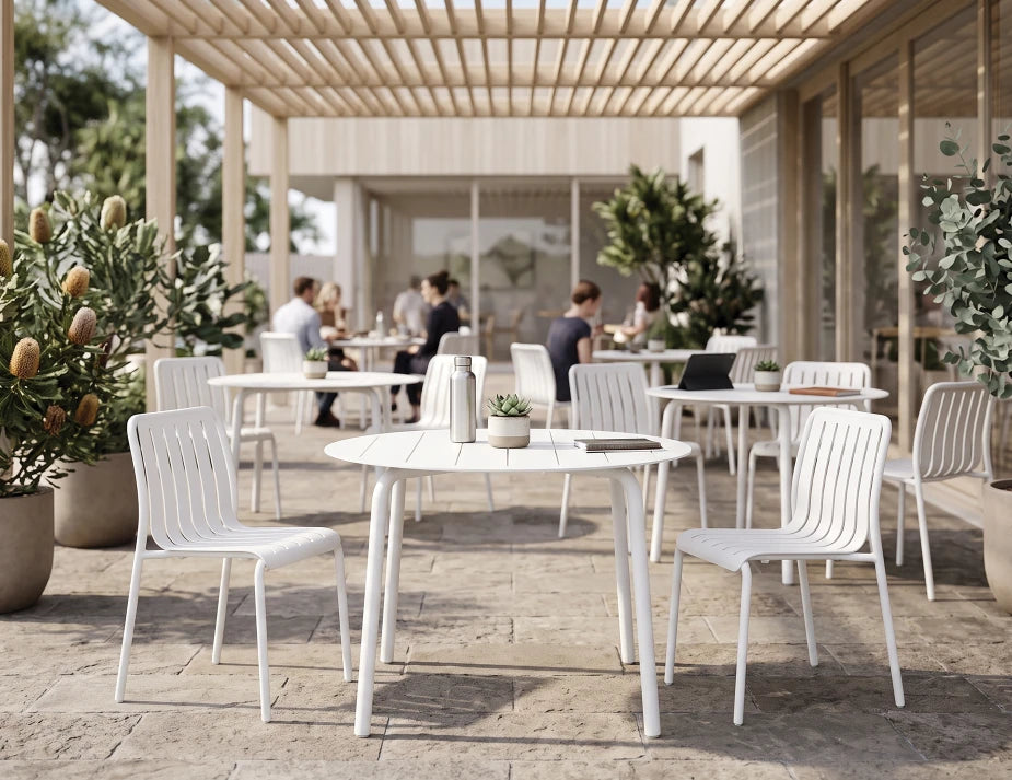Roku Round Dining Table 120cm - Outdoor - White