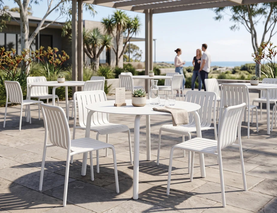 Roku Round Dining Table 120cm - Outdoor - White
